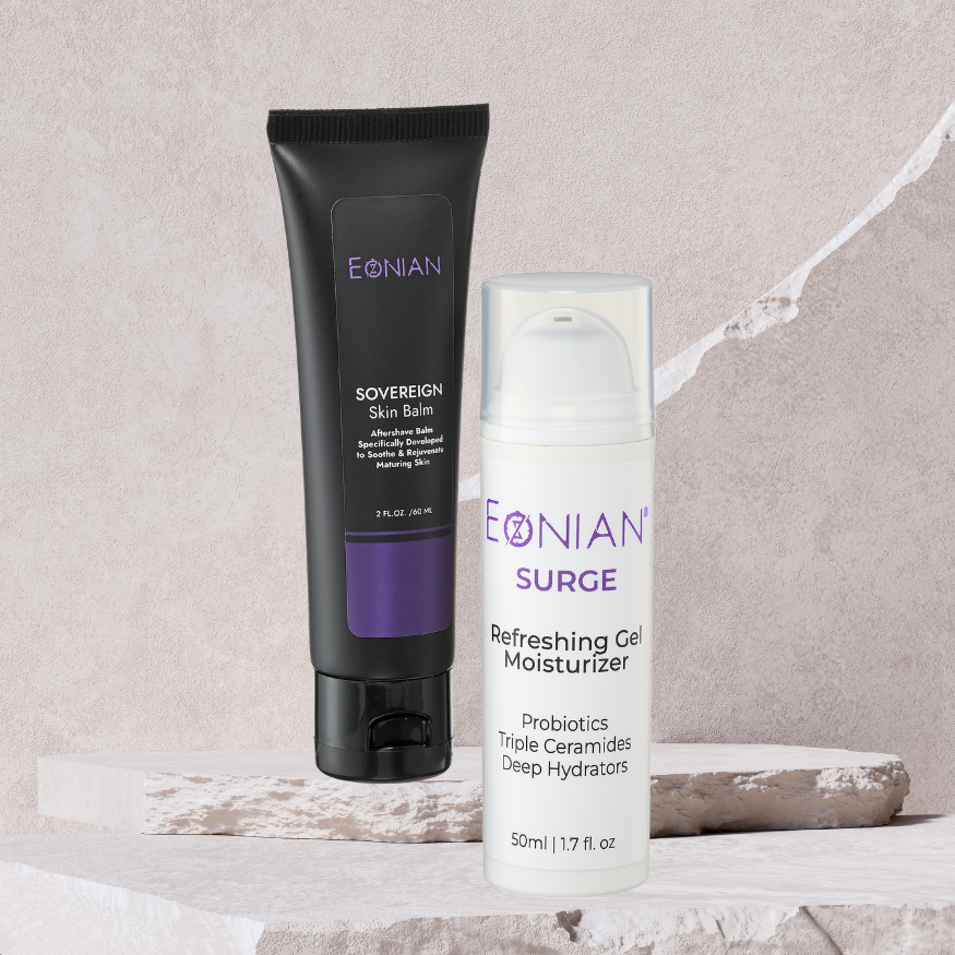 Refreshing and soothing men's aftershave and face moisturizer for men over 40