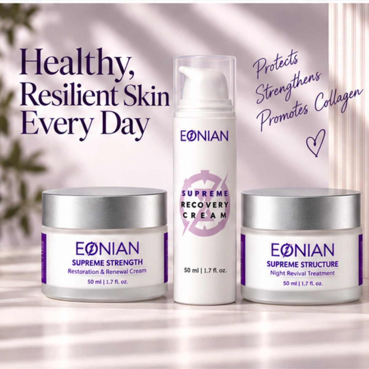 3-step skincare routine for promoting collagen production, strengthening skin barrier and calming skin redness