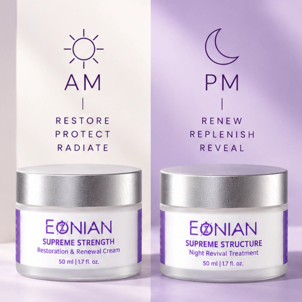 daily morning and night simple two-step skincare routine for women 40+