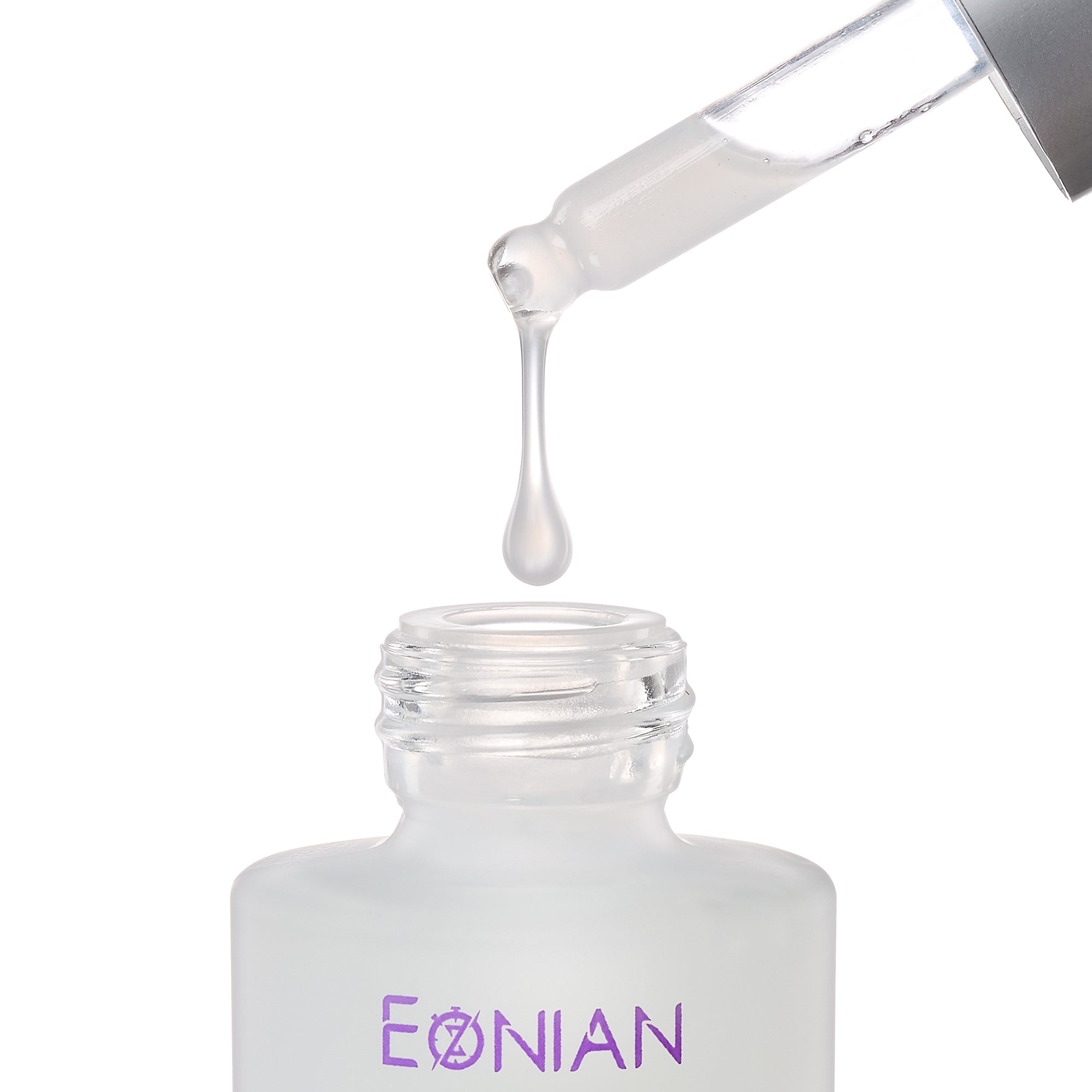 Eonian Skincare Etheral Effect Serum dropper view in frosted glass