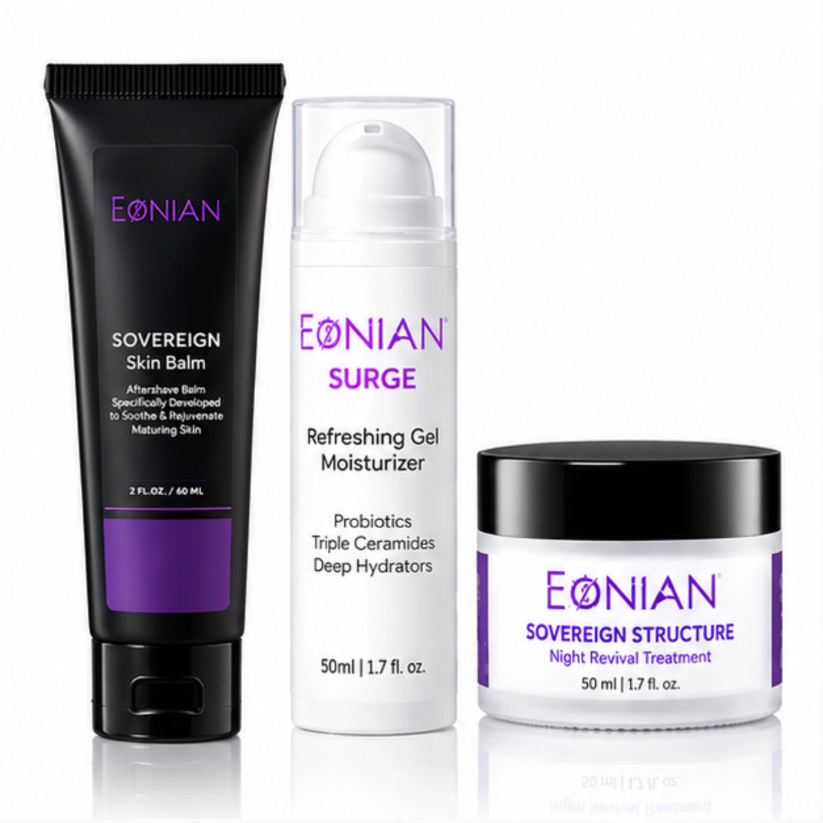 eonian skincare for me over 40. post-shave, hydrate and firm