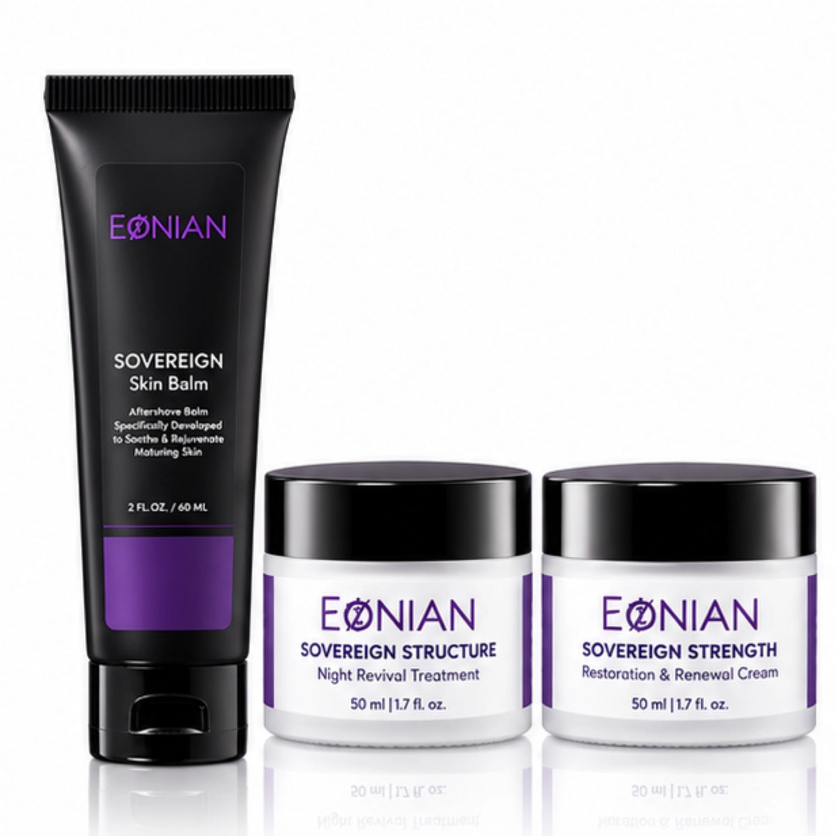 complete 3-step skincare routine for men over 40 needing firmness, soothing and calming care.
