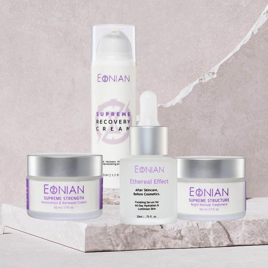 Eonian Skincare women's timeless kit with recovery cream, restoration and renewal cream, serum and night treatment