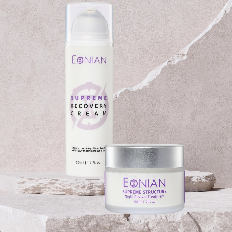eonian skincare gentle glow system with recovery cream and night treatment